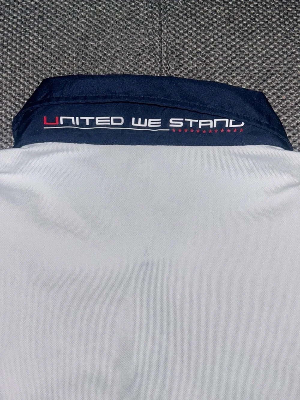 Rare Polo Ralph Lauren RLX White Polo with Navy Collar and 2018 USA Patch